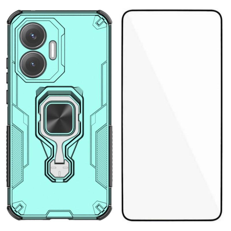 

Чехол для телефона Xiaomi Redmi Turbo 4 Pro 5G WANLONFENG PC TPU Задняя крышка Подставка с закаленным стеклом Green