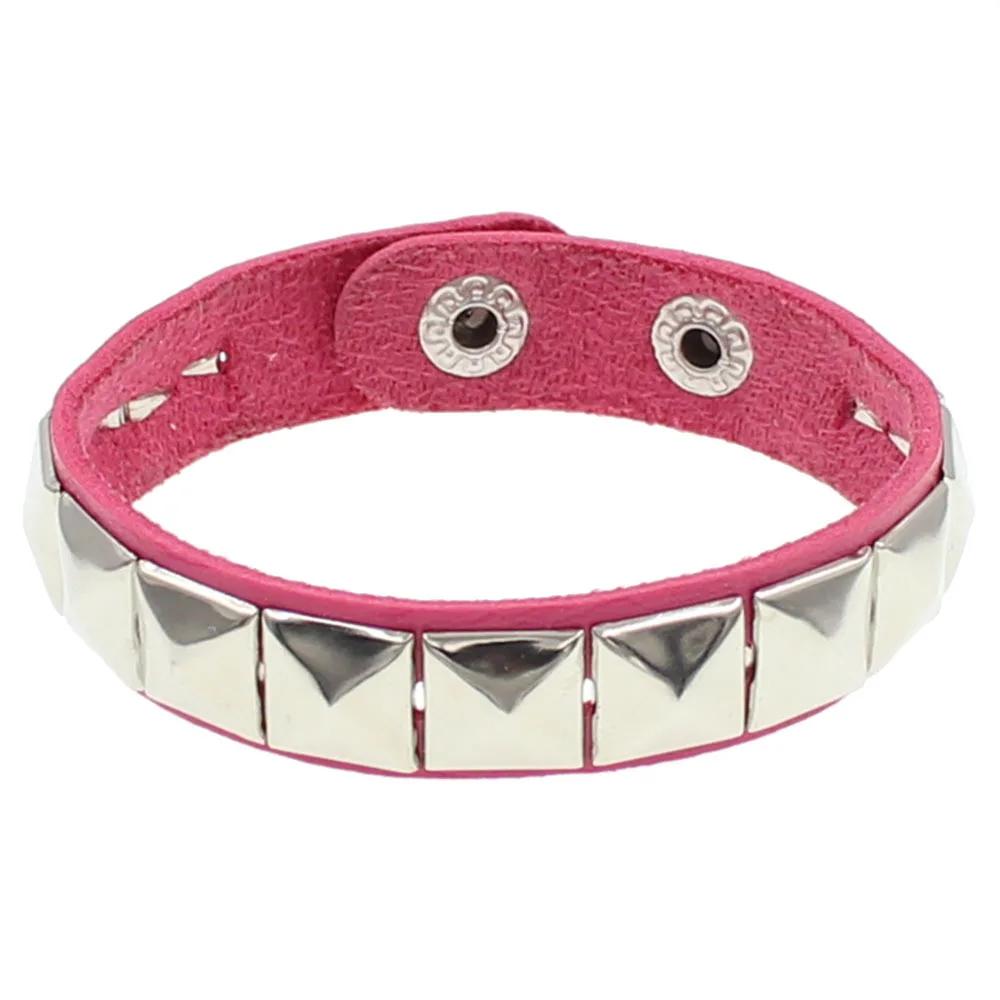 

Punk Hip-hop Single Row Square Rivet Bangles Fashion Rock Opening Adjustable Couple Wristband for Women Men Jewelry Accessories розы красного