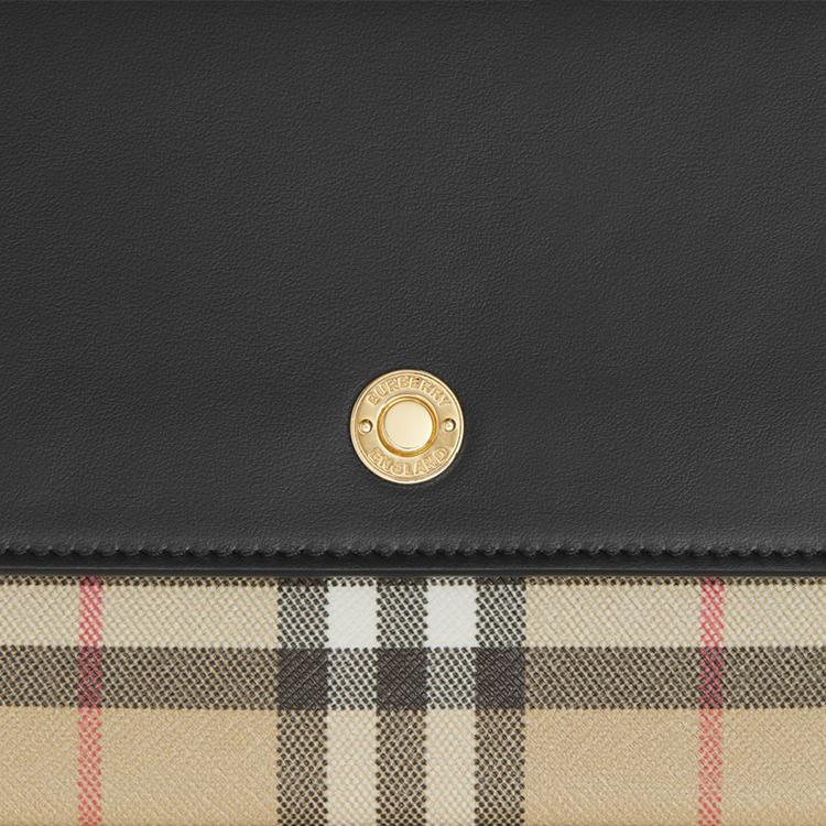 Burberry Vintage kostkovaná barevná bloková mini taška přes rameno s magnetickým uzávěrem Dámská taška přes rameno Černá 80654811