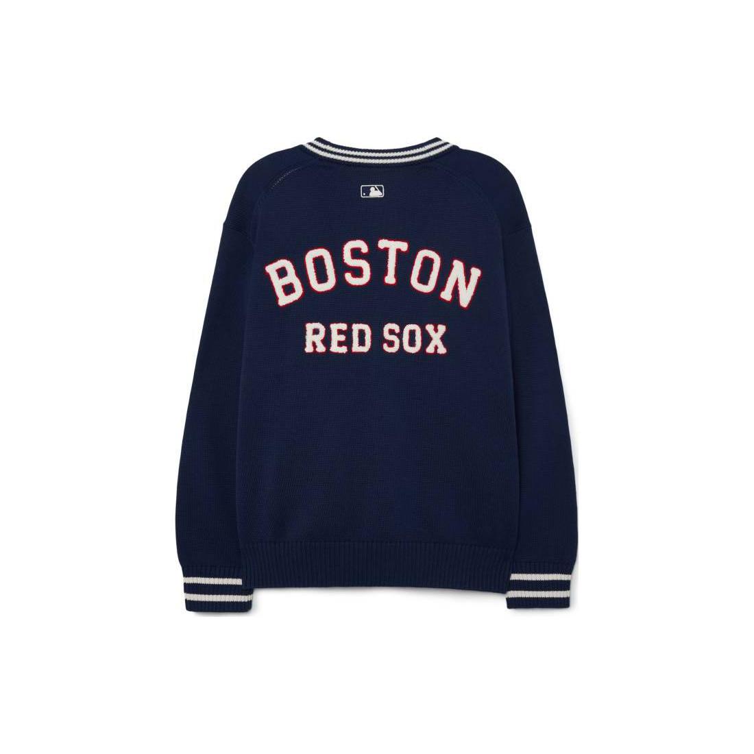 MLB Knitwear Unisex Marine Blue V neck Moderate Cardigan 3AKCV0131-43NYS S