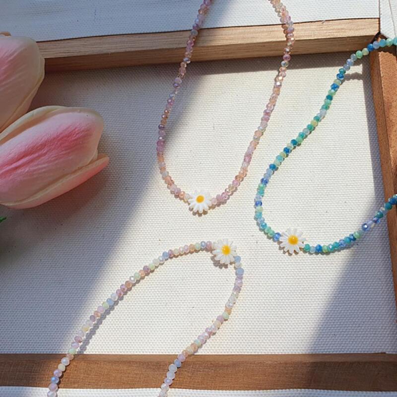 

Women s Daisy Flower Bead Pastel Anklet A20620_Blue