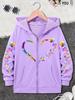 Funny Graphic Hoodie Heart Print Animal Jacket Boys Girls Zipper Kawaii Cartoon Sweatshirts Zip Up Autumn Winter Y2k Hoody