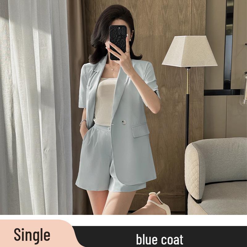 2025 Women's Summer White Blazer & Short Sleeve Suit Set - Plus Size, High-End, Fashionably Loose Fit