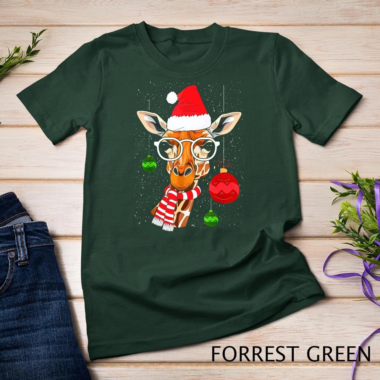 Funny Christmas Giraffe, Cute Giraffe Christmas T-Shirt Unisex T-shirt 4XL