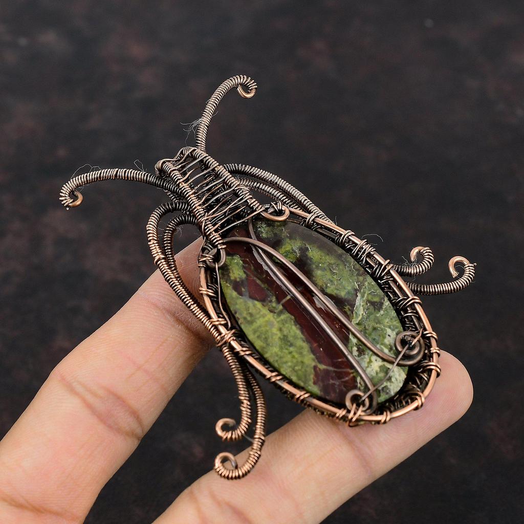 Dragon Bloodstone Pendant Copper Wire Wrapped Pendant Handmade Gemstone Pendant Copper Wire Jewelry Latest Design Pendant Engagement Gifts