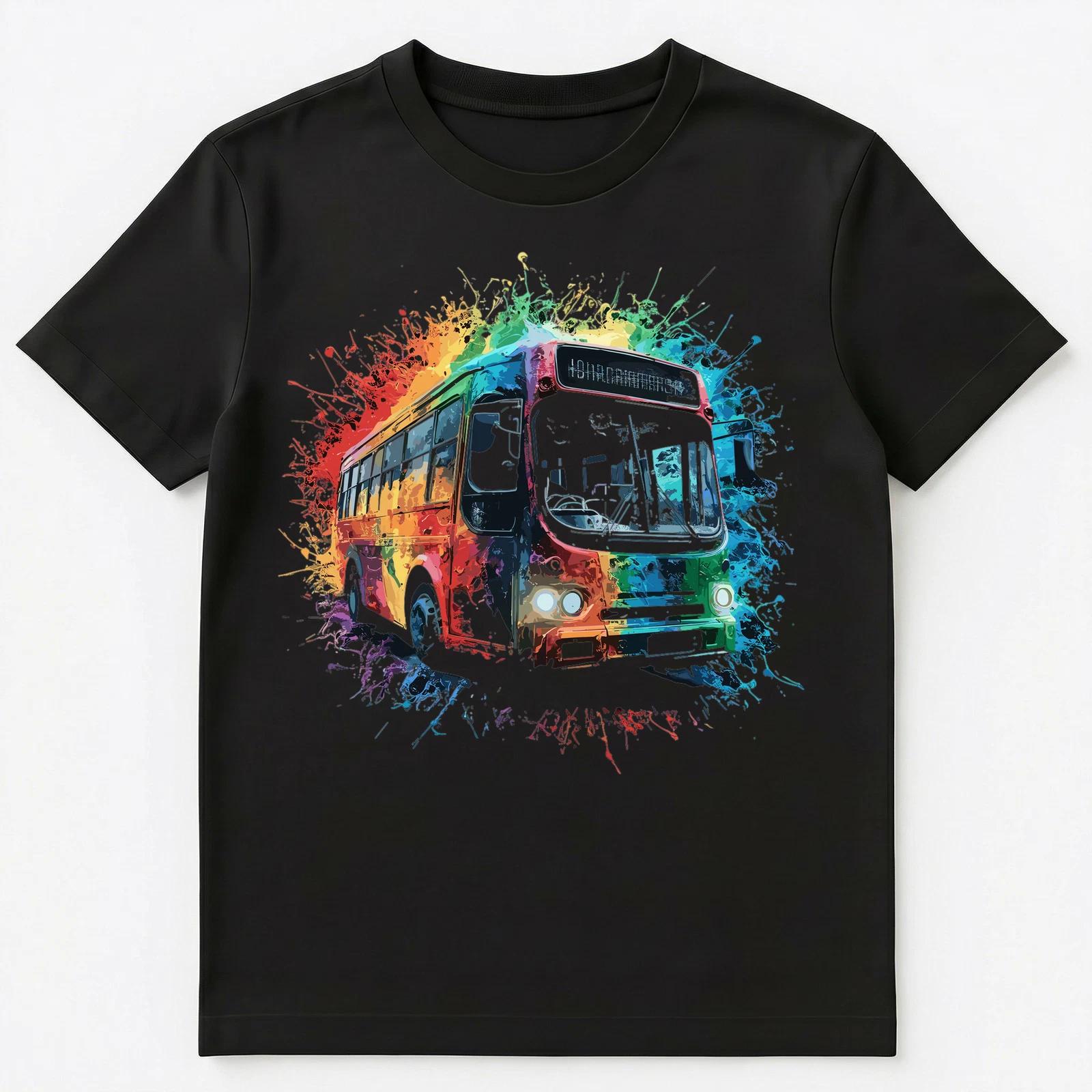 

Colorful Paint Splash Bus Art Graphic Unisex T-Shirt L