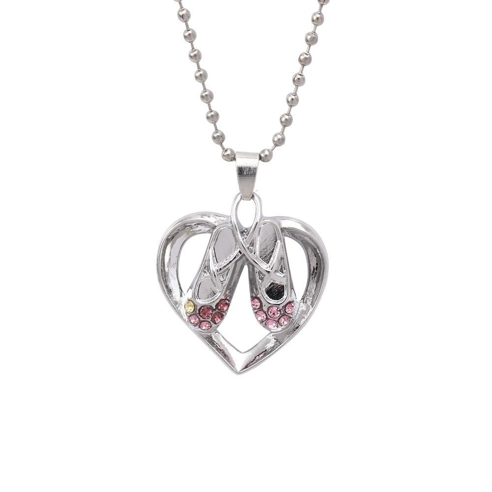 Women Girls Dazzling Crystal Dance Shoe Dress Design Necklace Full Colorful Rhinestone Pendant Beads Chain Choker