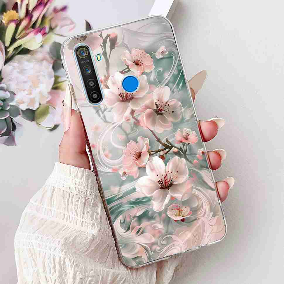 For Realme 5 RMX1911 6.5" Case Fashion Colorful Flower Soft Silicone TPU Cover For Oppo Realme5 RMX1919 Butterfly Bumper Shell