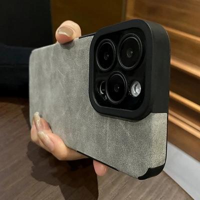 Luxury Matte Soft Leather Phone Case For iPhone 16 15 14 Plus 13 12 11 Pro Max  17Air Lens Protection Shockproof Silicone Cover