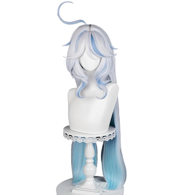 

[Laubao Shopping] cosplay wig Freena god of fontaine Focalorus water god wig silver hair light blue mesh Heat resistant For disguise costume