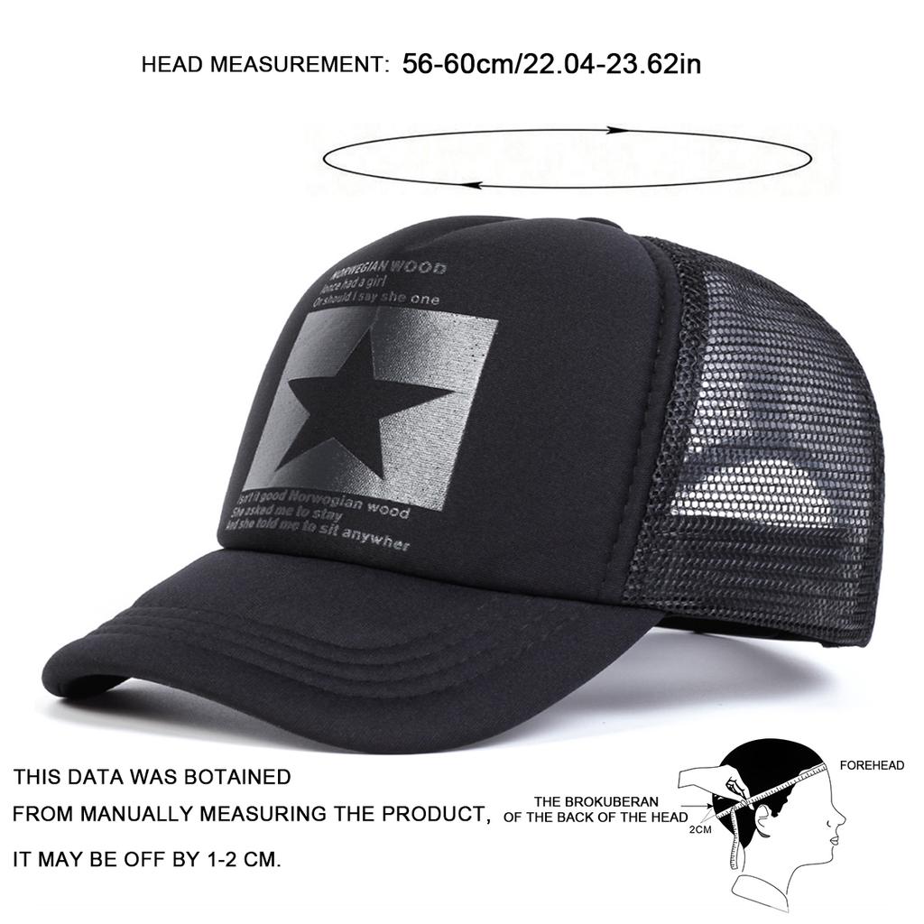 Unisfive-Pointed Star Printed Baseball Cap Spring Summer Breathable Net Caps Men Women Outdoor Sun Shade Hat Adjustable Wild Hat