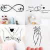 Valentines Day Wall Sticker Adhesive Black Holding Hand Heart PVC Decal Home Decors Creative Wall Art Murals Accessory