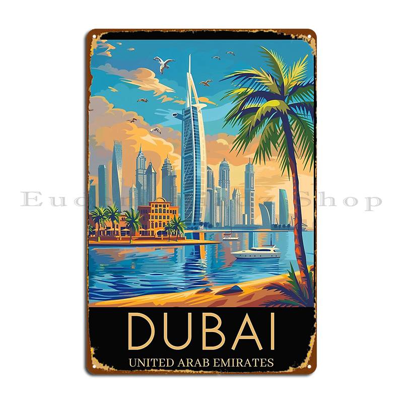 

Дубай Объединенные Арабские Эмираты Металлические таблички Пещера Персонализированный Клуб Клуб Бар Дизайн Жестяная табличка Постер 20x30cm（7.8x11.8inch）