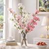 with Leaves Artificial Cherry Blossom Long Fake Flower Simulation Cherry Blossom  Teacher's Day