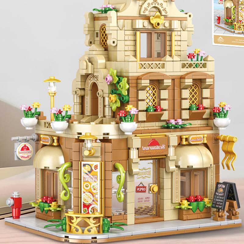 City Series Street View Building Blocks Restaurant Model House Building Set Girlfriend Gift Desk Decoration Boy Gift Kids Toy