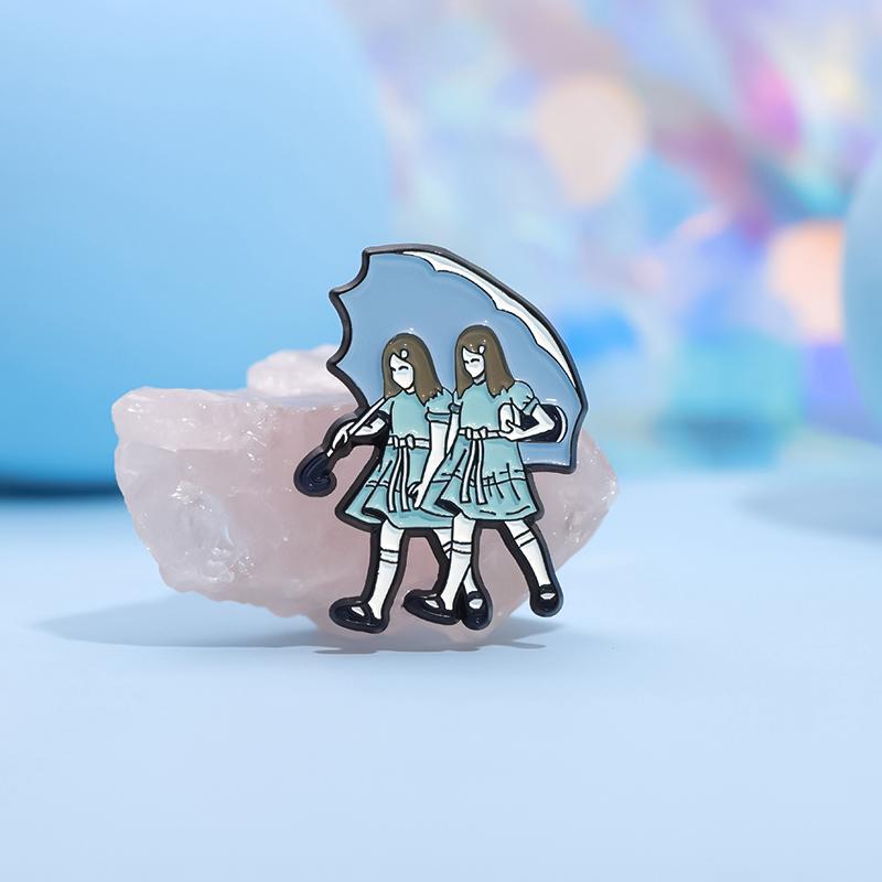 Horror Movie Enamel Pins Custom Salty Witch Girl Holding Umbrella Brooches Lapel Badges Punk Gothic Jewelry Gift for Friends