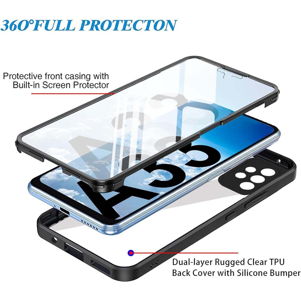 Liquid Silicone 360 Degree Hybrid Case for  Samsung Galaxy A33 5G A53 5G A73 5G A13 4G A23 4G M53 5G M33 5G M52 5G Protect Shockproof Protection Cover