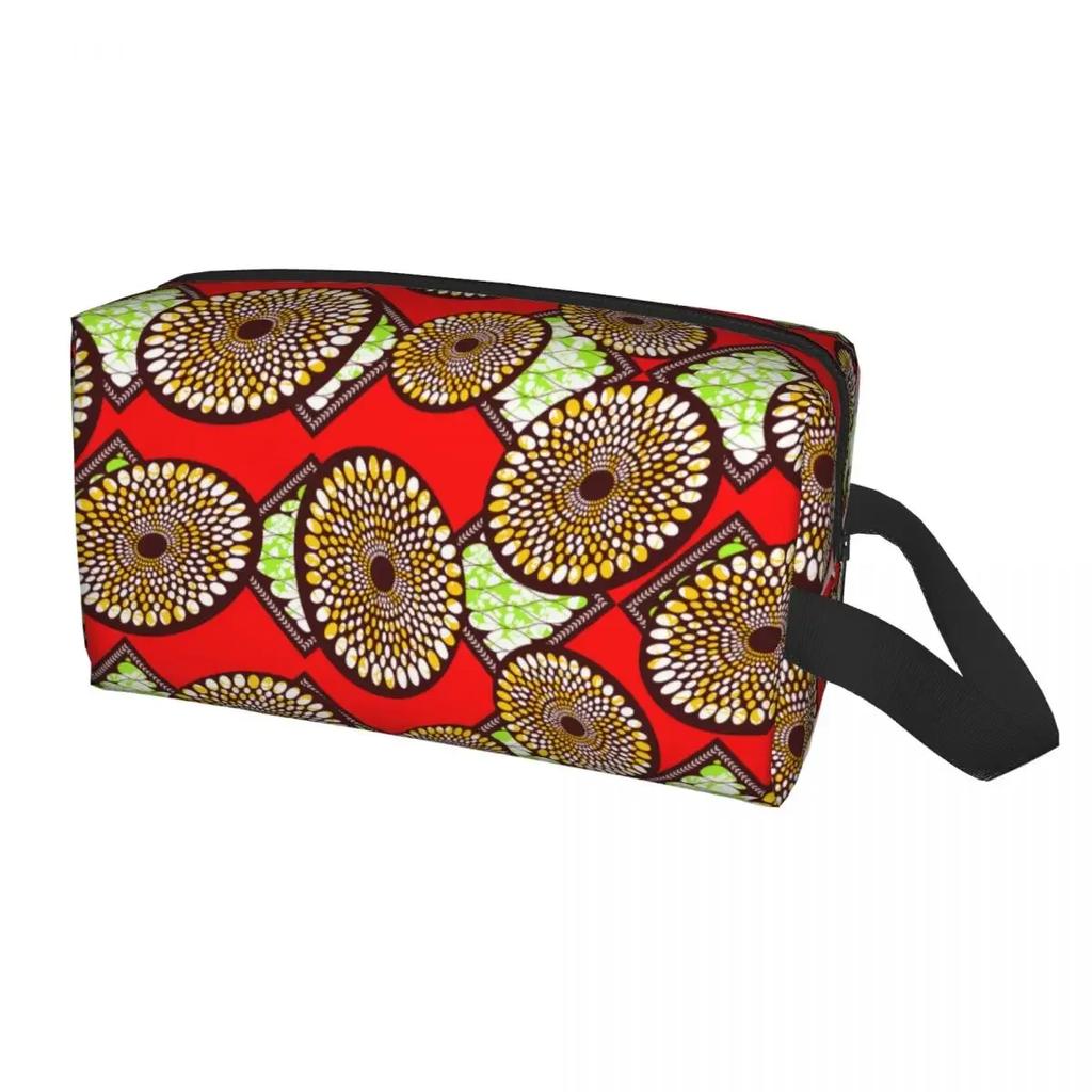 Custom Traditional African Ethnic Tribal Ankara Geometric Cosmetic Bag Large Capacity Makeup Case Beauty Storage Toiletry Bags