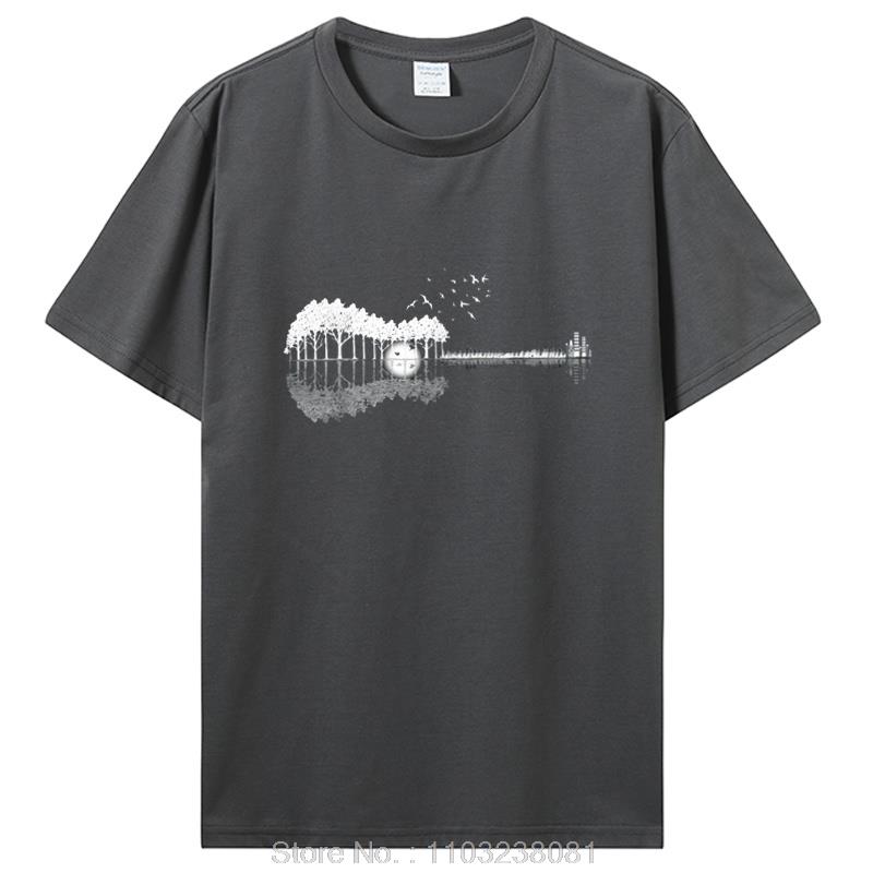Guitar Lake Shadow Love Guitar Musician TShirt T Shirt Prevalent Beach Cotton Unisex T Shirt Printed Streetwear Unisexs Clothing