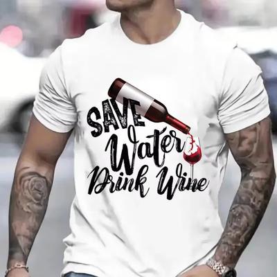 Herrenbekleidung T-Shirt Damenmode Tops Kurzarm Herrenkleidung Sommer Damen T-Shirt Wasser sparen Wein trinken Grafik T-Shirt Bier T-Shirts
