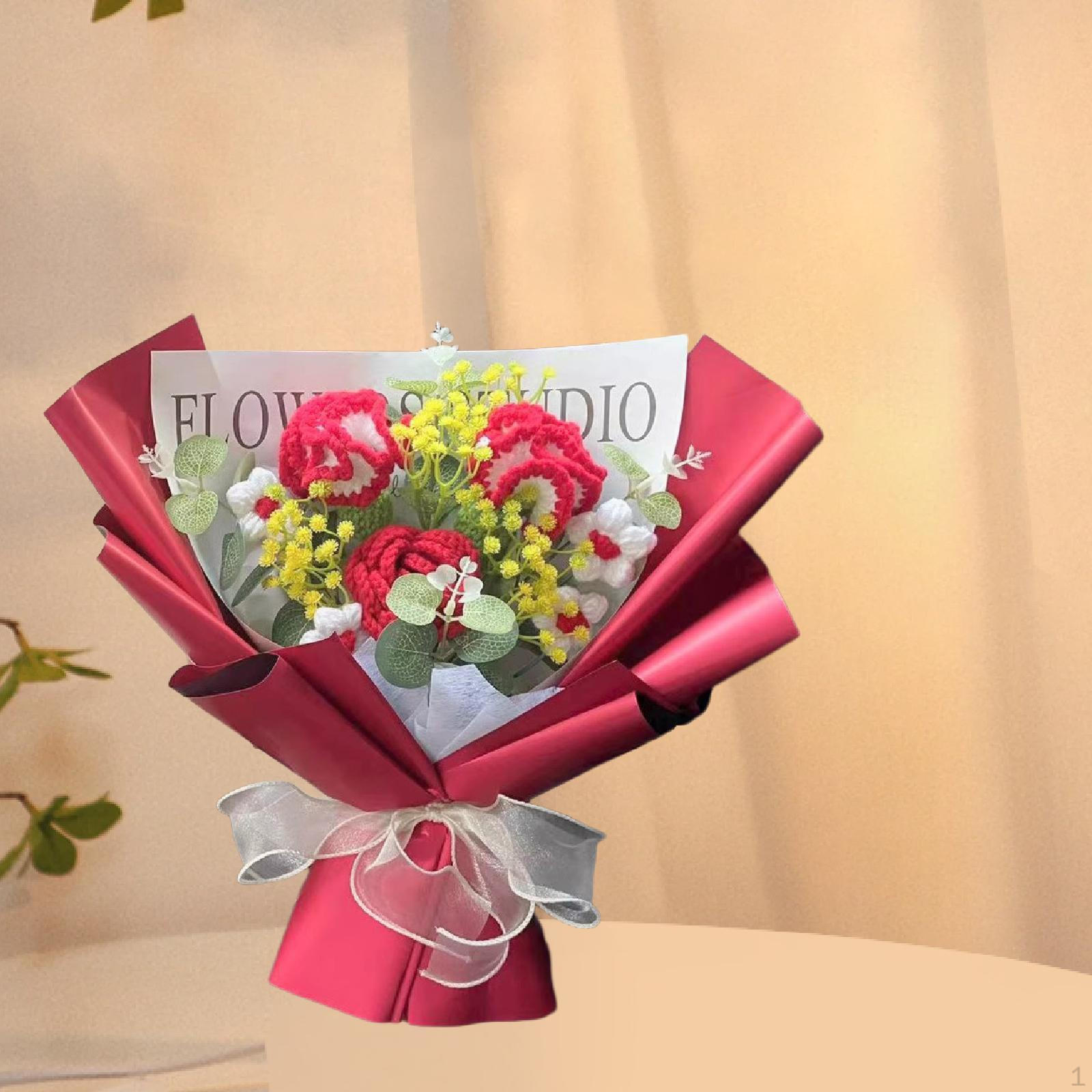 

Гипсофила крючком цветочная композиция ручной работы вязаная цветочная композиция для особых случаев красный