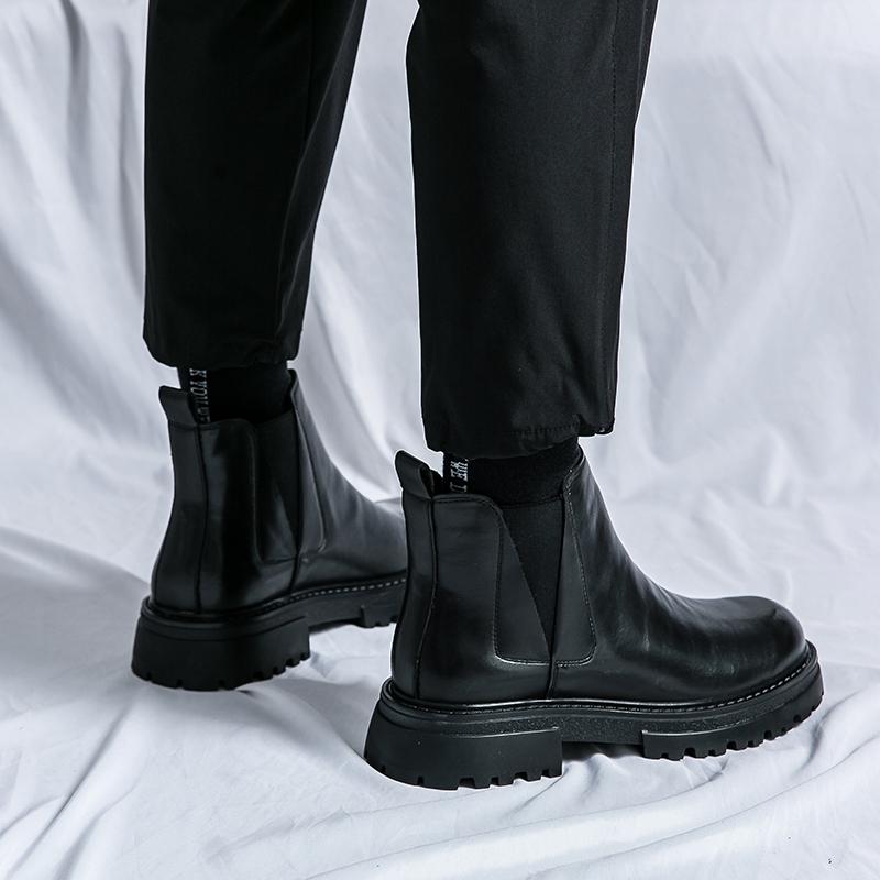 Herren formelle Stiefel Modischer britischer Gentleman-Stil Täglich Freizeit Geschäft Büro Party Motorrad Dicksohlige Schwarze Schuhe