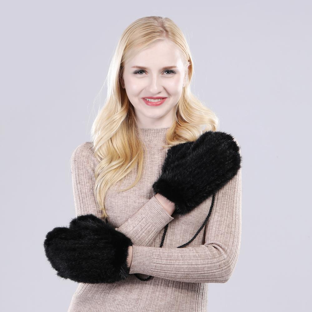 Fashion Winter Real Mink Fur Gloves Soft Warm 100%Natural Mink Fur Gloves Women Good Elastic Genuine Fur Gloves Knitted Fur Glove