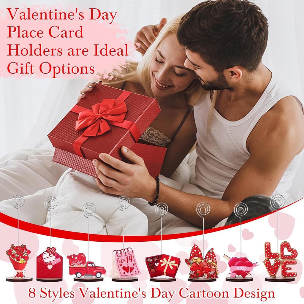 8 Pcs Valentine's Day Place Card Holder Valentines Table Centerpiece Decor Table Number Holders Valentine Table Memo Sign Picture Menu Clips for