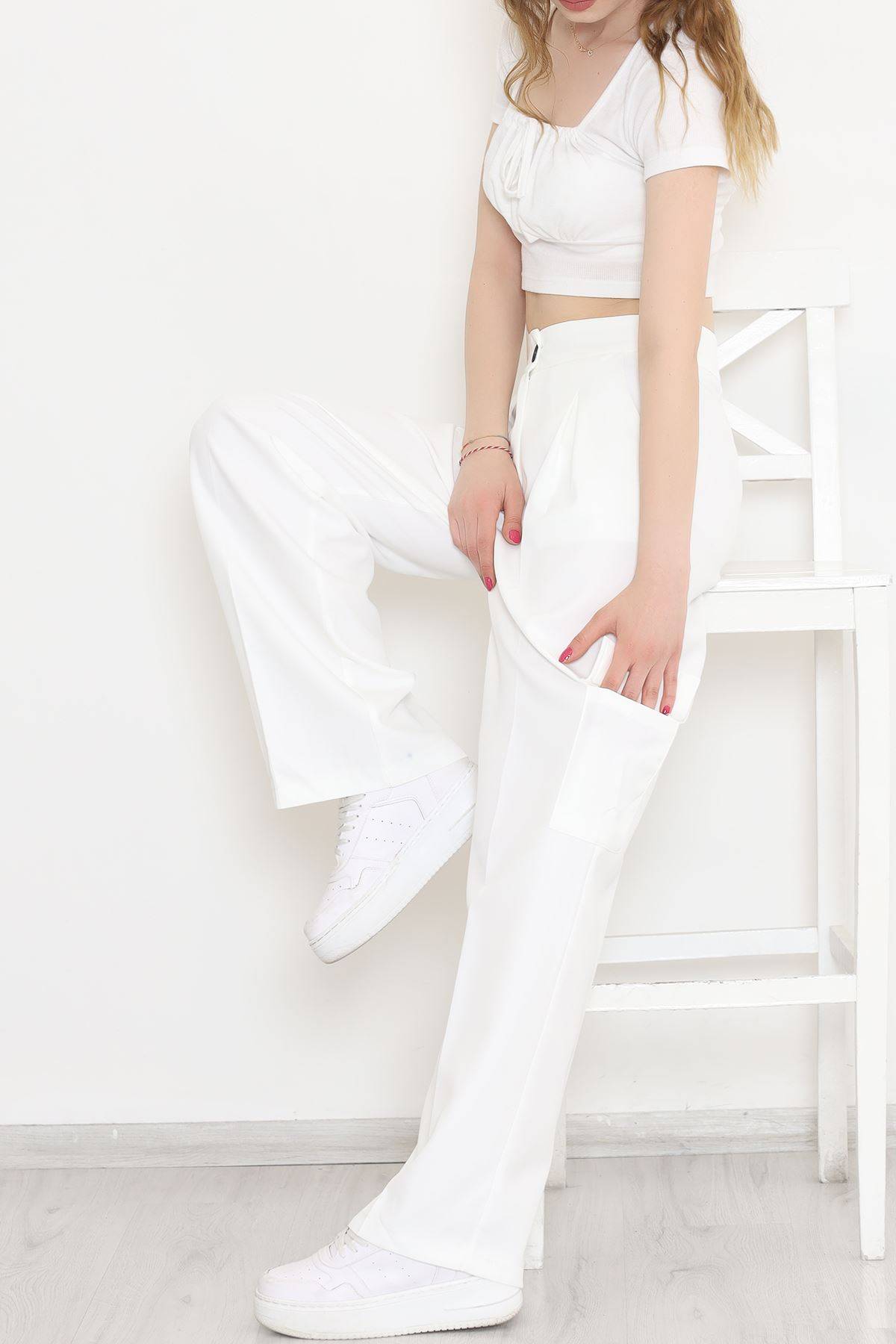 

Тканевые брюки с карманами-карго, белые