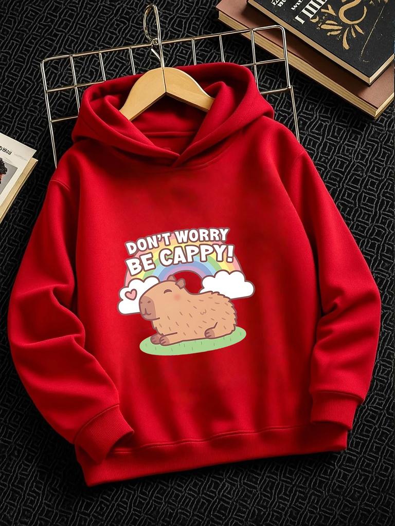 Kuscheliges Capybara Kinder Kapuzenshirt Sommer Süß Cartoon Rundhals Jungen Mädchen 3-14