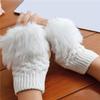 Mitaines Gants sans doigts Pour Femmes Dames Hiver Longueur Poignet Chaud Confortable Fourrure 1 Paire Tricoté