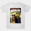 Men Black Print T-shirt Cooley High Movie No-Cut Heat Transfer Print Cotton Tshirt