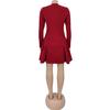 Elegant Deep V Ruffle Long Sleeve Short Dress - Women's European & American Fashion