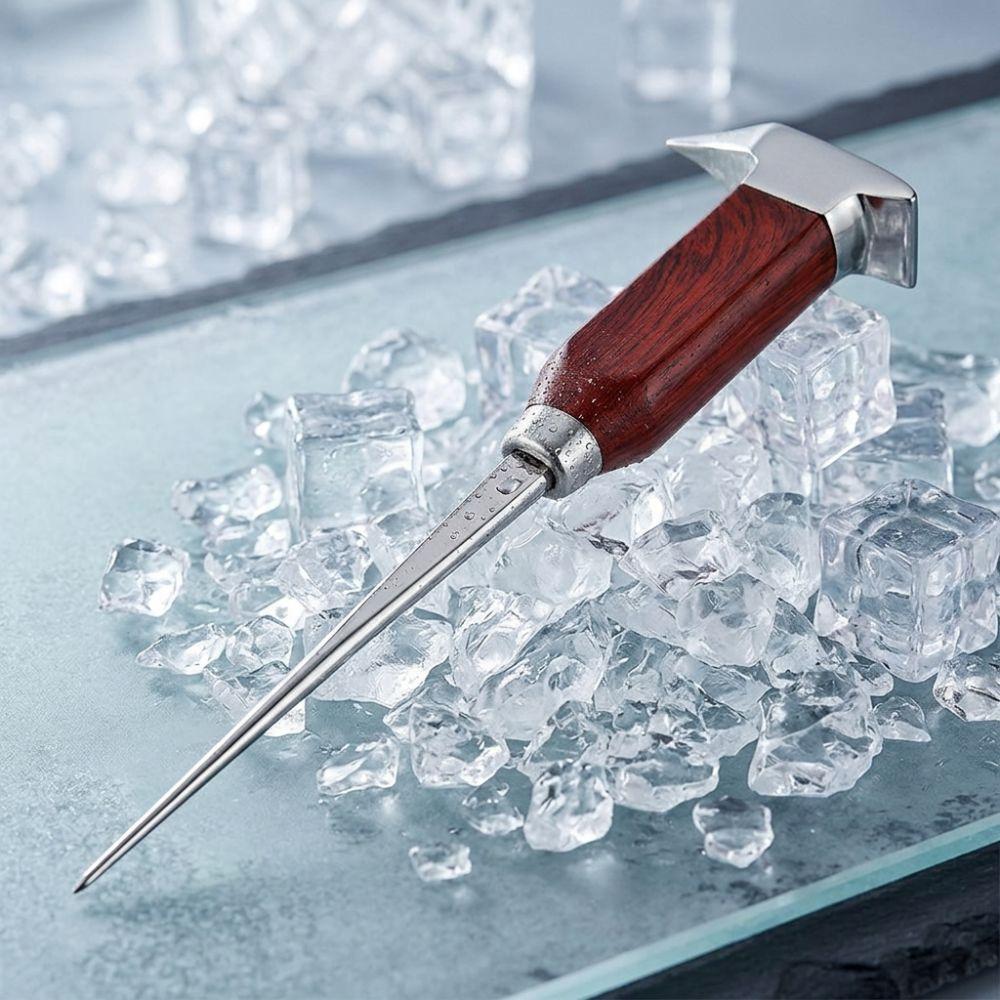 Durable Single Prong Wood Handle Ice Pick Long Handle Ice Breaking Tool Ice Carving Tool Home