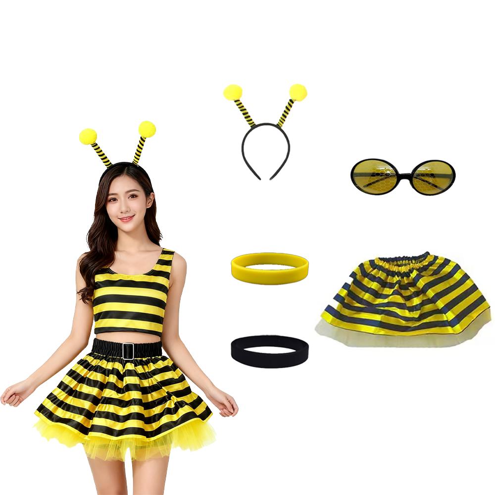 PESENAR Bee Antenna Headband and Sunglasses - Honey Bee Costume for Cosplay - Bumblebee Costume Accessories for Kids and Adults