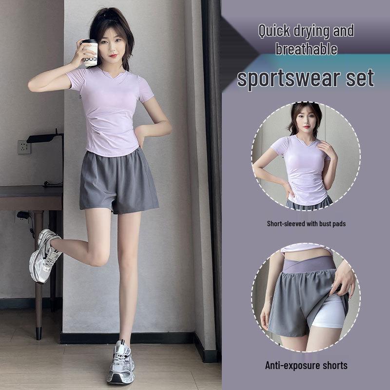 2025 Women's Summer Ice Silk Quick-Dry Running Suit - Fashionable Gym & Yoga Shorts