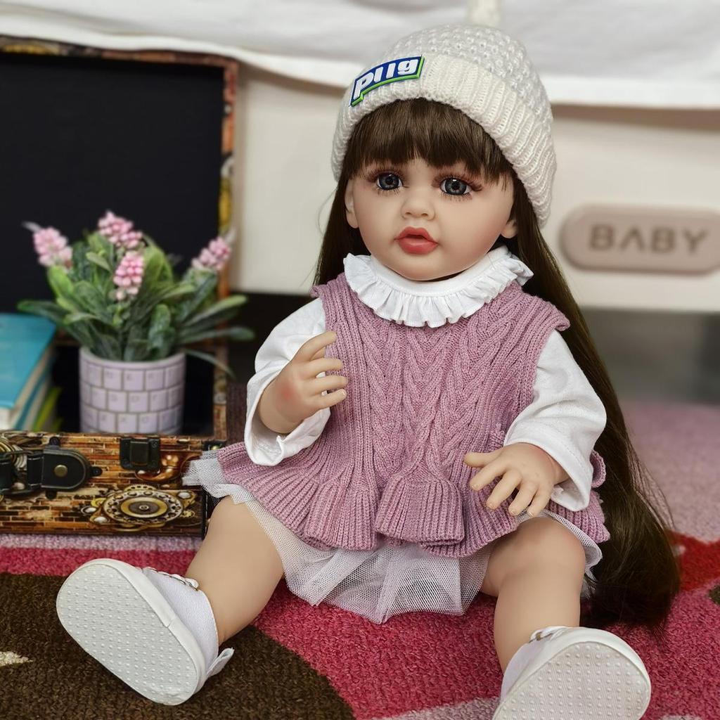 Păpușă Reborn Baby Fetiță 55 cm Jucărie făcută din Vinil Siliconic Complet KEIUMI Model Prințesă Realistă Copii Parteneri de Joacă Cadou Paște Crăciun