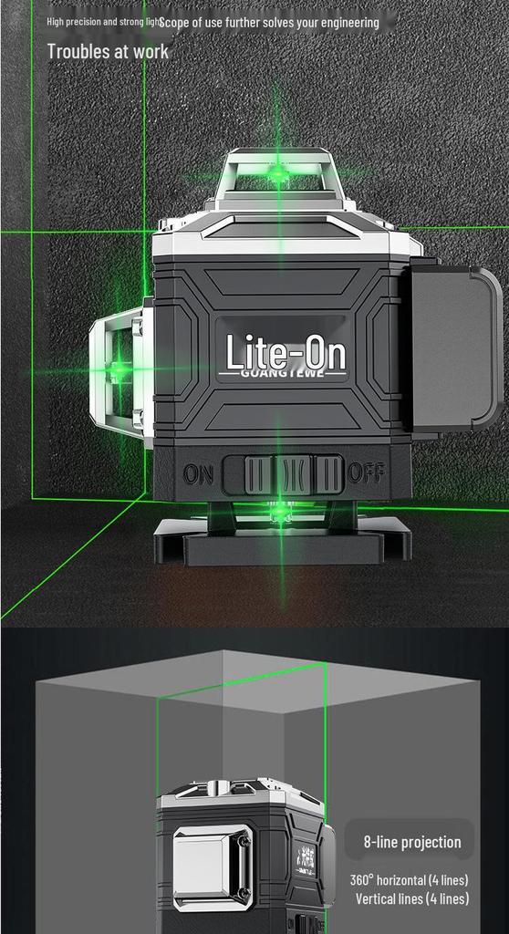 High-Precision Green Laser Level with 16 Lines for Wall and Floor Integration