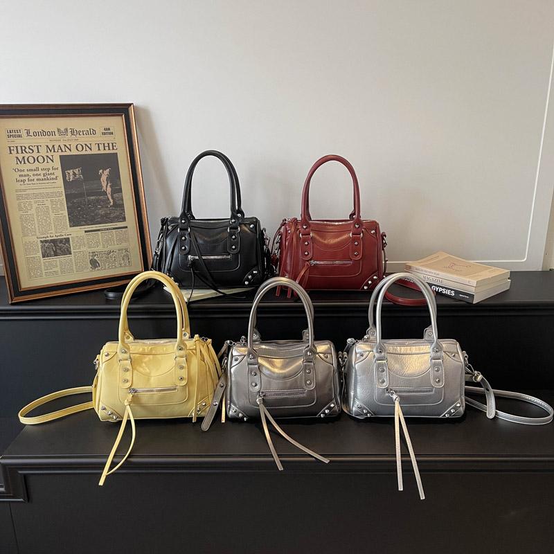 Borsa a Spalla Grande Capacità Monocolore Vintage