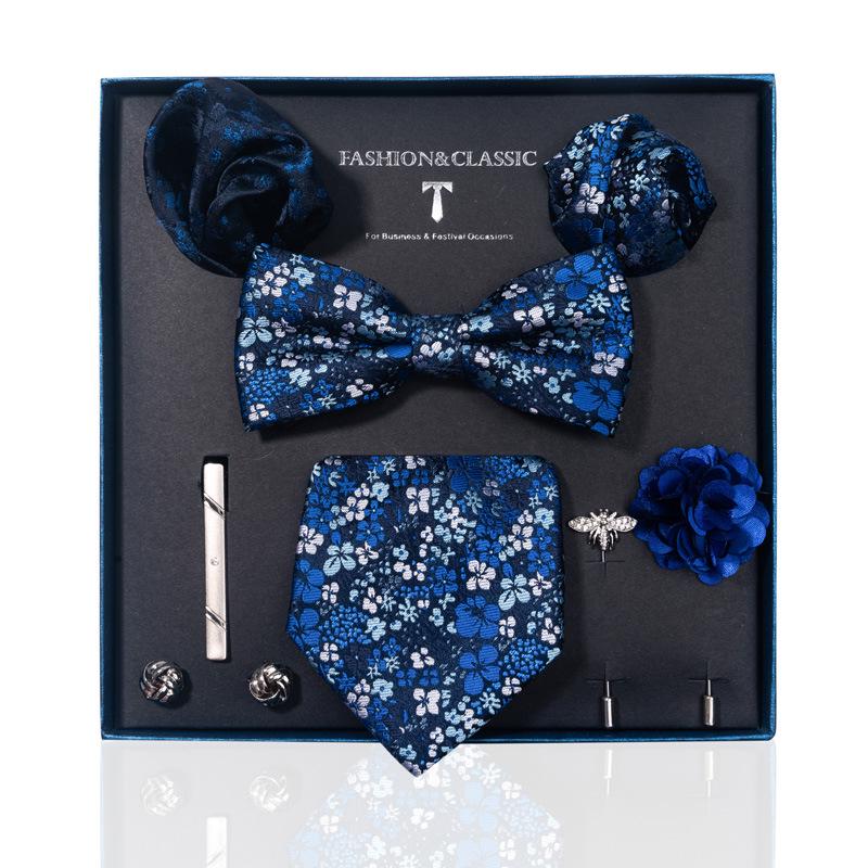 Luxury Groom Tie, Pocket Square & Boutonniere Gift Set for Weddings