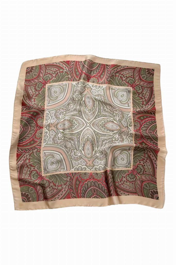Women' Ethnic Scarf 70X70 - Silky with an Oriental Pattern in Earthy Colors