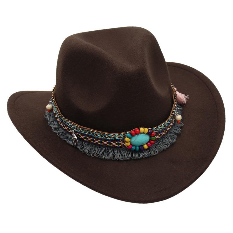 British Jazz Hat Big Eave Hat Square Ribbon French Top Hat Men'S And Women'S Cashmere Felt Hat