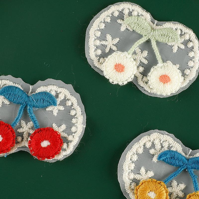 Computer Embroidery Label Hair Accessories Accessories Cherry Lace Embroidery Stickers Diy Patches Clothing Accessories Cloth Labels Cloth Stickers