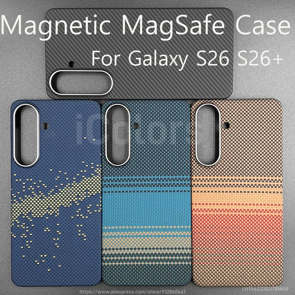 For Samsung Galaxy S26 Plus Magnetic Magsafe Case with Carbon Fiber Aramid Cover Ultra Slim Protective Cover Aramid Fiber Woven