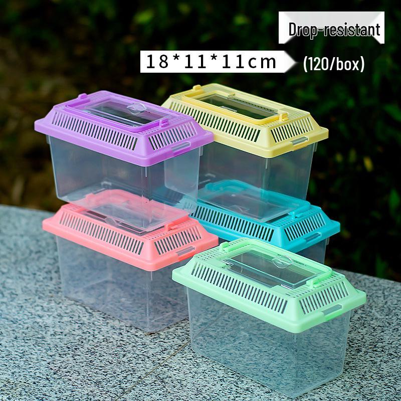 Transparent Handheld Pet Breeding Box - Large, Medium & Small Sizes for Turtles, Goldfish, or Hamsters.