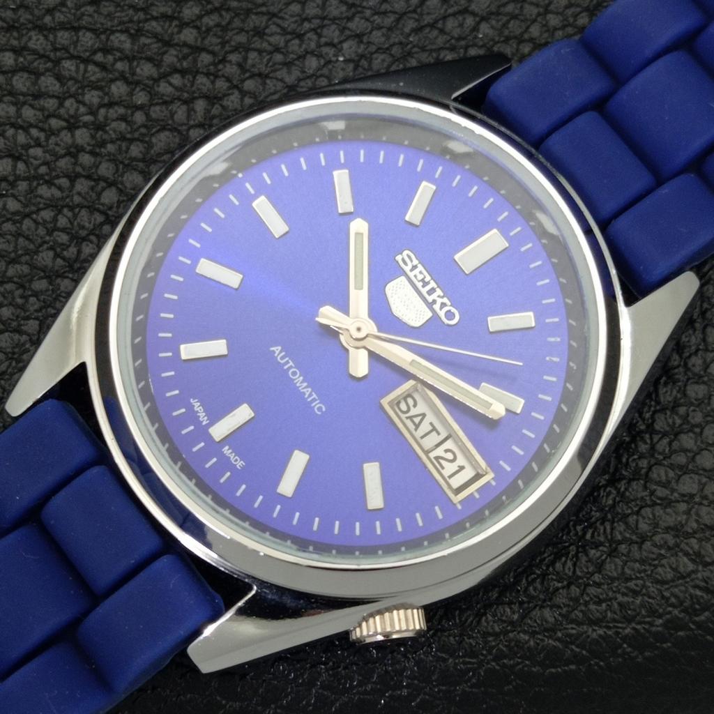 AUTOMATIC VINTAGE SEIKO 5 REFURBISHED JAPAN MENS BLUE COLOR DIAL WATCH a440536-4 Sk-a440536