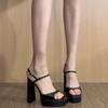 Summer Sexy Square Head Fish Mouth Super High Heel Waterproof Table With Sandals Female Spice Girl Style High Heels