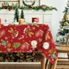 Merry Christmas Gingerbread Man Polyester Tablecloth For Table Decor Winter Xmas Kitchen Dining Table Cloth Christmas Decoration
