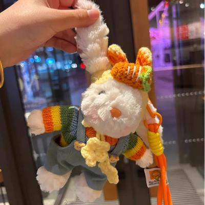 Rainbow Carrot Overalls Lobster Rabbit Bag Pendant Cartoon Cute Plush Doll Keychain Gift