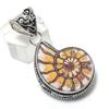 Ammonite Fossil Gemstone 925 Sterling Silver Jewelry Pendant 1.77"